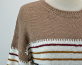 Colorful Contrast Striped Contrast O-Neck Pullover Sweater