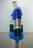 Colorful Contrast Striped Contrast O-Neck Pullover Sweater