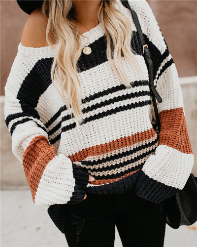 Multicolor Striped Loose Pullover Sweater