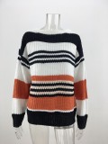 Multicolor Striped Loose Pullover Sweater