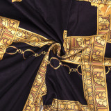 Gold & Black Print Off Shoulder Cutout Bodycon Jumpsuit