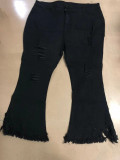 Plus Size Black Ripped Bell Bottom Jeans