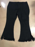 Plus Size Black Ripped Bell Bottom Jeans