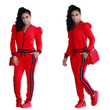 Contrast Striped Detail Zip Up Tracksuit