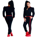 Contrast Striped Detail Zip Up Tracksuit