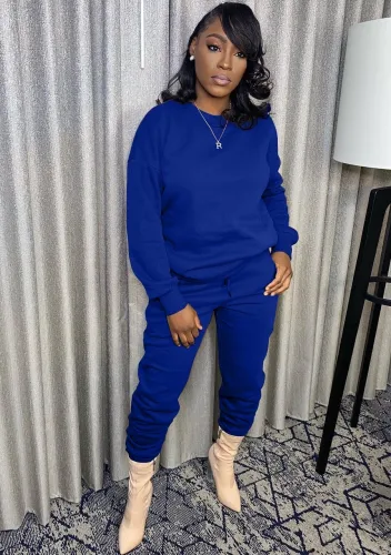 Blank Two Piece Casual Top and Pants Set