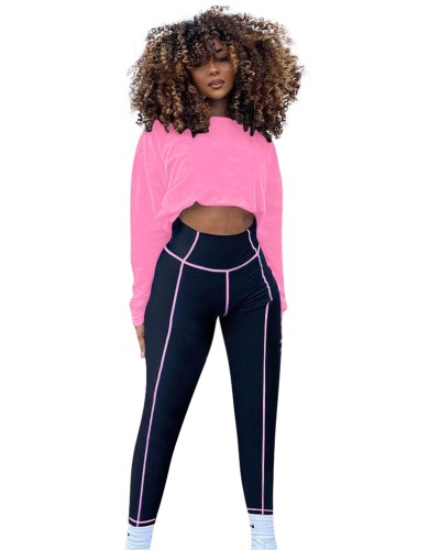 Two Piece Crop Top and High Waist Legging Sporty Suits