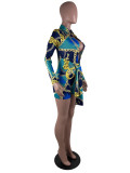 Chain Print Plunge Long Sleeve Bodycon Rompers