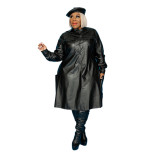 Black PU Leather Casual Dress