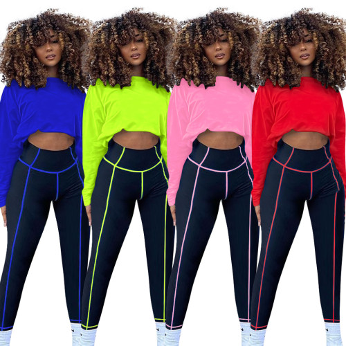 Two Piece Crop Top and High Waist Legging Sporty Suits
