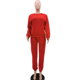 Blank Two Piece Casual Top and Pants Set