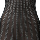 Long Sleeve Glittering Black & Silver Bodycon Dress
