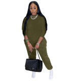 Blank Two Piece Casual Top and Pants Set