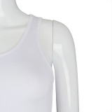 White U Neck Irregular Tank Top