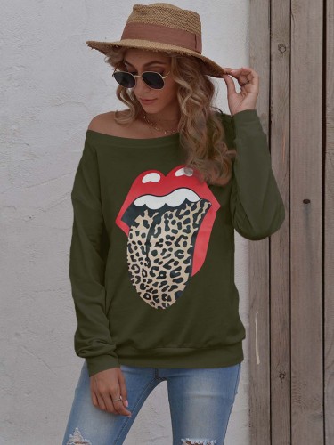 Big Tongue Print Casual Sweatshirt
