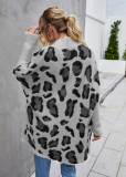 Leopard Print Bat Sleeve Long Sweater Cardigan