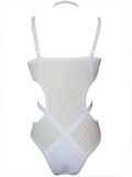 White Sexy Hollow-Out Fishnet One Piece Swimwear