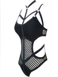Black Sexy Hollow-Out Fishnet One Piece Swimwear