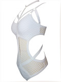 White Sexy Hollow-Out Fishnet One Piece Swimwear