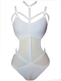 White Sexy Hollow-Out Fishnet One Piece Swimwear