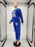 Letter Print Casual Round Neck Sweatsuit