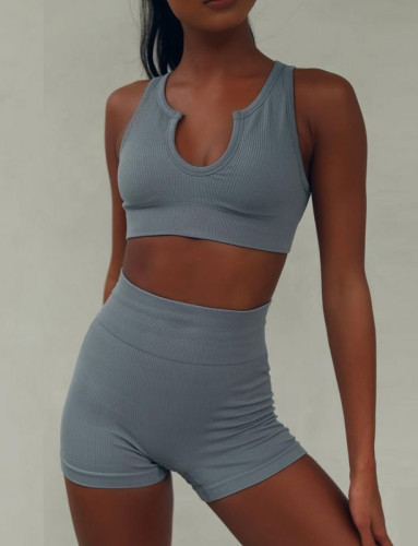 Yoga Workout Bra Top and High Waist Shorts Set