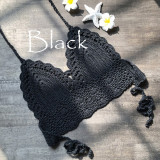 Knitted Crochet Halter Bralette  Crop Top