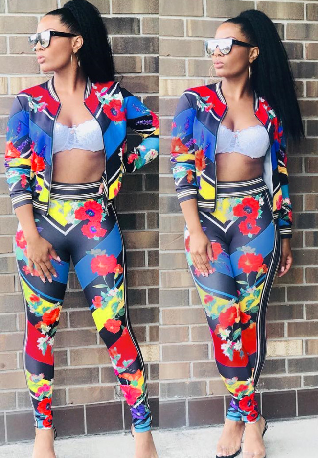 Floral Print Fashion Tracksuit