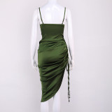 Silky Drawstring Irregular Cami Dress