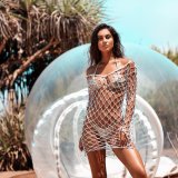 Sexy Hollow-Out Fishnet Beaded Bikini Cover Up