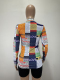 All Over Print Letter Colorful Fashion Top