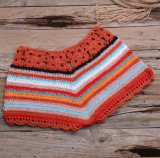 Crochet Striped Beach Bikini Shorts Cover Up