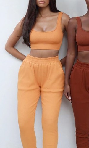 Sporty Tank Crop Top and Sweatpants Yoga Suits