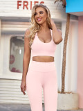 Solid Cropped Tank and High Waist Legging Yoga Set