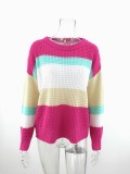 Wide Striped Round Neck Loose Pullover Sweater