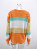 Wide Striped Round Neck Loose Pullover Sweater