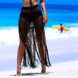 Crochet Hollow-Out Tassel Skirt Bikini Cover Up