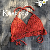 Knitted Crochet Halter Bikini Bra Top