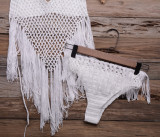 Crochet Knit Tassel Bikini Cover Up Top and Pantie