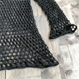 Hollow-Out Solid Knitted Fishnet Bikini Cover Up