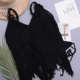 Knit Crochet Fringe Bikini Cover Up Top and Bottom
