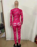 Print Letter Onesie Pajamas with Butt Flap