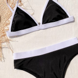 Black and White Two Piece High Waist Swimwear