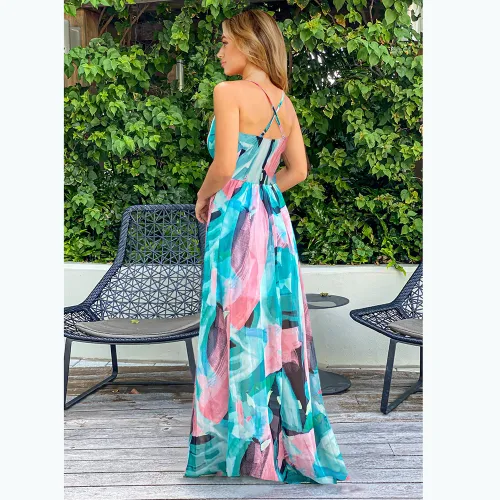 Boho Floral Print Maxi Cami Dress