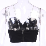 Sexy Chain Straps Solid Crop Top