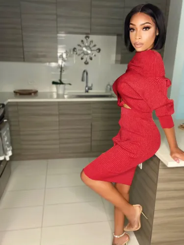 Wholesale Red Wrap Crop Top and Midi Skirt Set