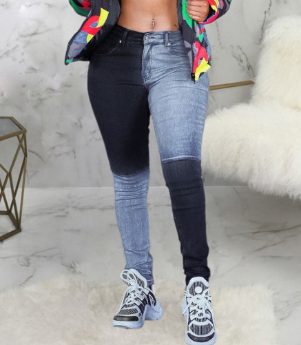Wholesale Contrast Fashion Fitted Jeans