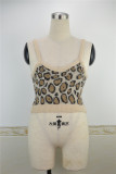Leopard Knitting Cropped Cami Top