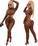 New Print Cutout Sexy O-Ring Bodycon Jumpsuit