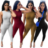 Pure Color Sleeveless Slinky Jumpsuit